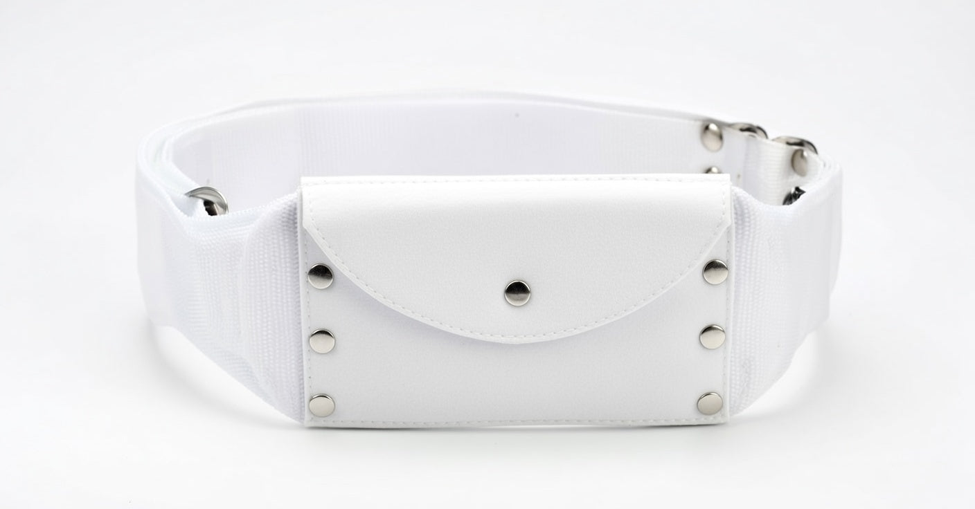 Premium White Umrah Ihram Belt with Secure Pocket & Adjustable Fit